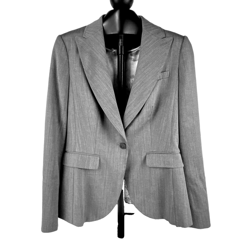 Ted Baker Deluxe Blazer Jacket Womens 3 = US 8 Gray Wool Blend, Lined LKNU